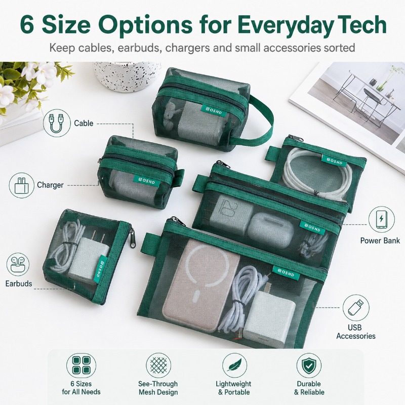 6 قطع من حقائب تنظيم شبكية، حق - مراجعة Office Tech Backpack وسعره